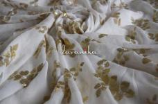 120 Grams Sequins and Thread Floral Embroidary on Dyeable Viscose Georgette Fabric 44inch